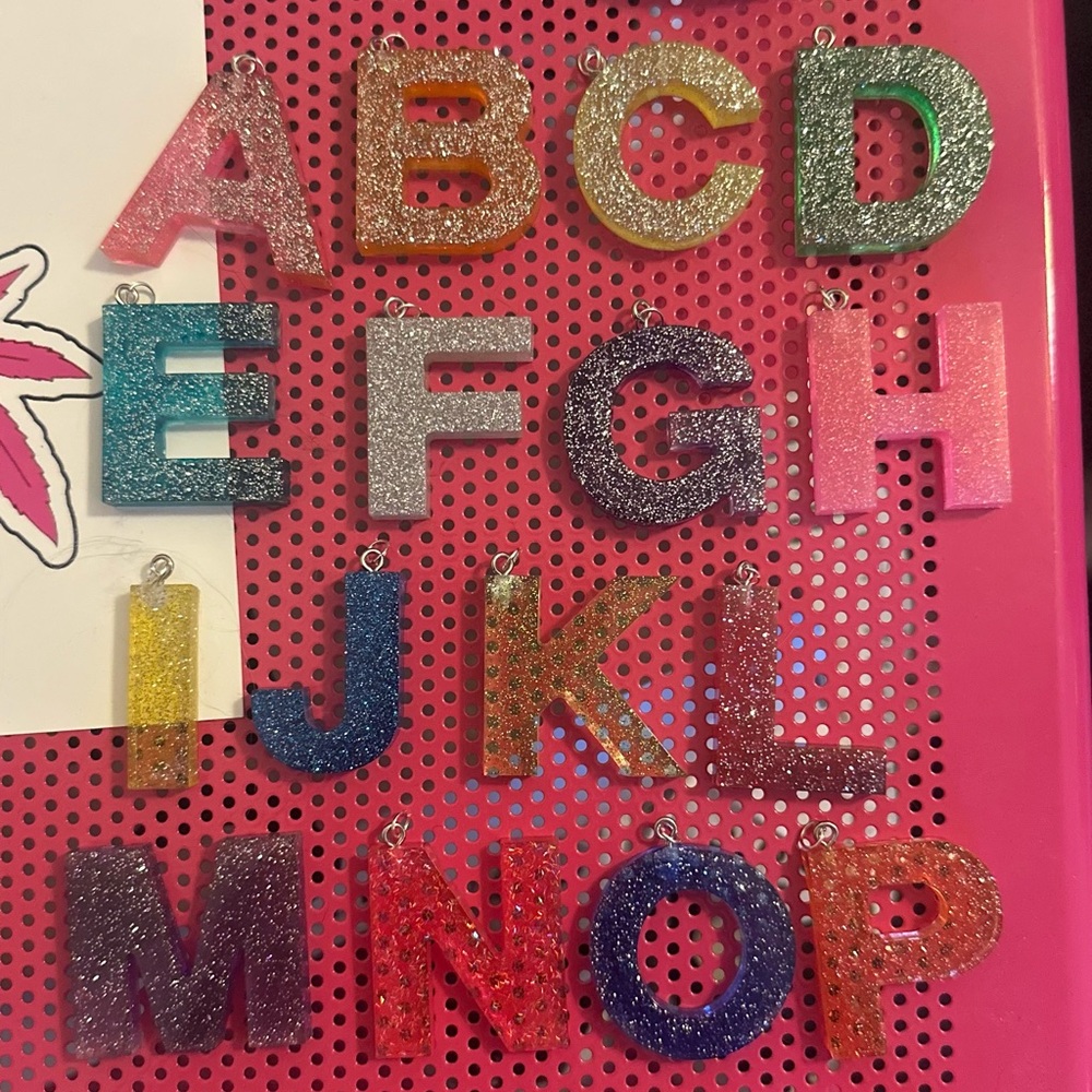 Glittery Initial Keychains - Picture 2 of 2
